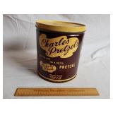 Charles Pretzels Tin 9 & 1/2" H