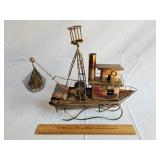 Metal Ship Music Box 12 & 1/4" H