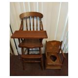 Vintage Wooden High Chair & Potty Chair