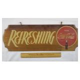 Vintage Coca Cola Wood Sign Refreshing
