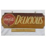Vintage Coca Cola Wood Sign Delicious