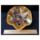 Carnival Glass Bowl 10" W Open Air Bubble on Rim