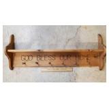 Wood Shelf God Bless Our Home 35 & 1/2" L