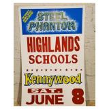 Vintage Kennywood Card Stock Sign 14 x 22"
