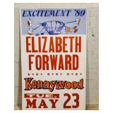 Vintage Kennywood Card Stock Sign 14 x 22"