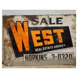 Vintage Metal West Real Estate Sign 14 x 20"