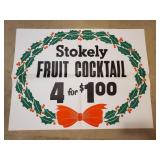 Vintage Store Fruit Cocktail Christmas Paper Sign