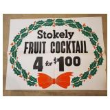 Vintage Store Fruit Cocktail Christmas Paper Sign