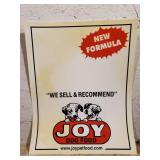 Joy Dog Food Plastic Sign 19 x 23 & 1/2"