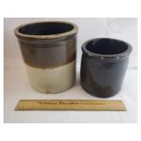 2 Small Crocks - Both Chipped & Cracked