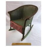 Vintage Childs Wood & Wicker Rocking Chair 22" H