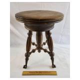 Vintage Piano Stool w/ Ball & Claw Feet