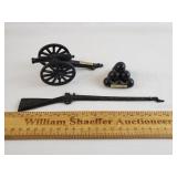 Cast Metal Souvenir Cannon, Gun & Cannon Balls