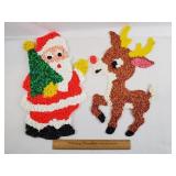 Vintage Christmas Melted Popcorn Rudolph & Santa