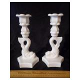 Westmoreland Glass Fish Candle Holders 9 & 1/2" H