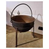 Cast Iron Kettle w/ Stand 22" W - Cracked