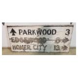 Wooden Road Sign Parkwood Homer City Edgewood