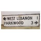 Vintage Wooden Road Sign Parkwood West Lebanon