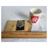 Pennsylvania Railroad Police Badge & PRR Mug