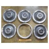 Set Of 5 Mercury Hubcaps 15"