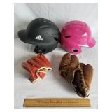 Batting Helmets & Baseball Gloves