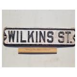 Vintage Wilkins Metal Street Sign 24" L