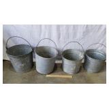 Galvanized Buckets - 2 w/ Dented Bottoms