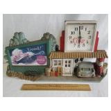 Coca Cola Hard Plastic Service Station Clock
