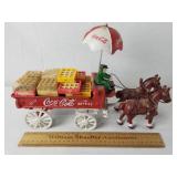 Cast Iron Coca Cola Horse Drawn Wagon 14" L