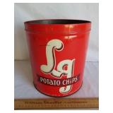 Vintage Potato Chip Tin - Missing Lid 9 & 1/2" H