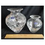 Royal Doultan Crystal Glass 6" & 8" Vases
