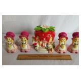 Ceramic Strawberry Shortcake House w/ Santa & Fig.