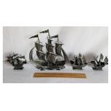 Metal Ship Decor Up to 11" H