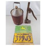 Kerosene Can, Bottle Capper, License Plates