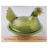 Vintage Indiana Glass Hen on Nest Glass Dish 5" H