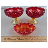 LE Smith Moon & Stars Amberina Glass