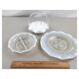 Opalescent Dishes & Fenton Crest Glass Basket