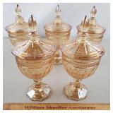 5ct Carnival Glass Candy Dishes 9 & 1/2' H