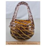 Art Glass Handbag Basket 9 & 1/2' H