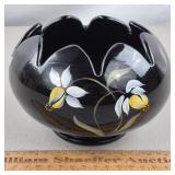 Fenton Glass Hand Painted Bowl 4' H Signed