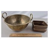 Brass & Copper Handled Bowl & Box