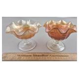 2ct Dugan Coin Spot Carnival Glass Compotes