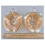 2ct Dugan Leaf Rays Carnival Glass Nappy Dishes