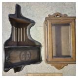 Vintage Wooden Corner Shelf & Cabinet