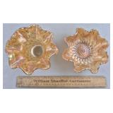 Dugan Carnival Glass Dishes Fish Scales, Weave