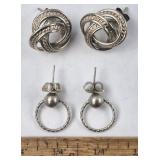 2 Sets Silver Earrings
