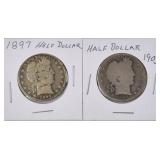 1987 & 1905 Barber Silver Half Dollars