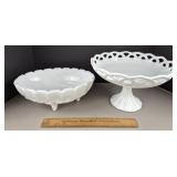 Milk Glass Bowl & Compote