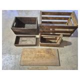 Vintage Wooden Crates & Sign