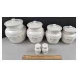 Longaberger Pottery Canister Set & S&P Shakers